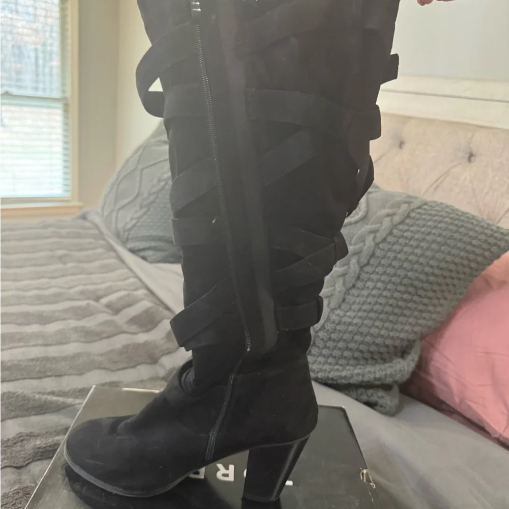 Torrid Black Strappy Heeled Boots - Picture 2 of 4